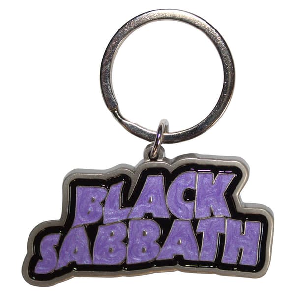 Black Sabbath Wavy Logo Bordered Keyring Keychain One Size