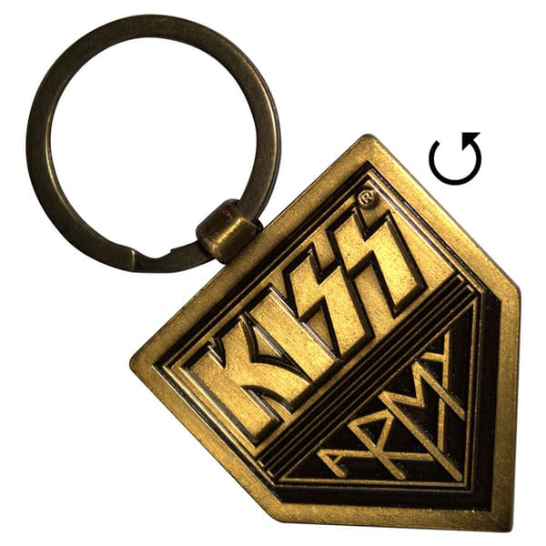 KISS Gold Army Pennant Double Sided Keyring Keychain One Size
