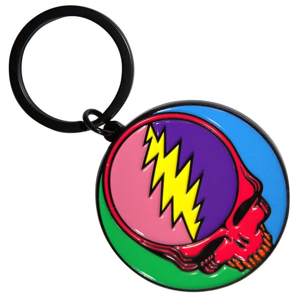 Grateful Dead Multicoloured Steal Your Face Keyring Keychain One Size