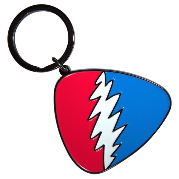 Grateful Dead Red Blue Plectrum Keyring Keychain One Size