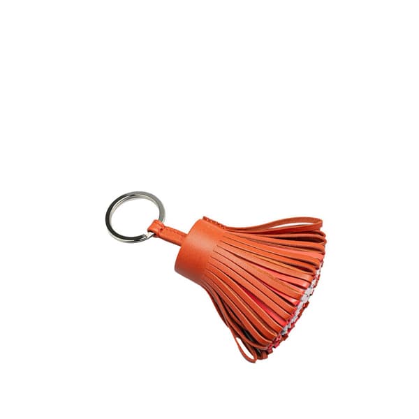 Pre-owned Hermès Tricolor Lambskin Milo Carmen Key Ring Orange
