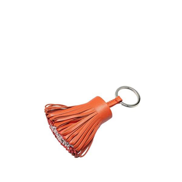 Pre-owned Hermès Tricolor Lambskin Milo Carmen Key Ring Orange