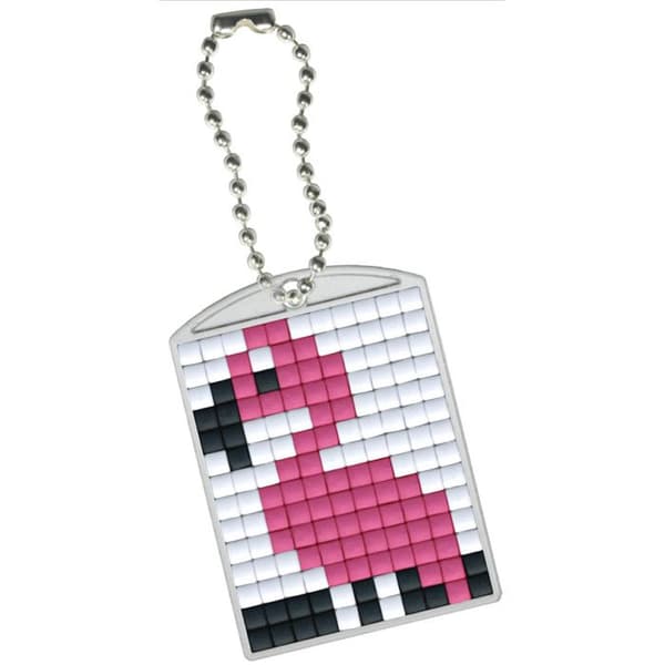 Pracht Creatives Hobby P23021 Pixel Flamingo Medaljong Box Ringnycklar Hänge Barn Pojke Flicka Perfekt som