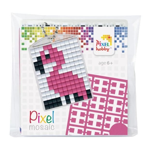 Pracht Creatives Hobby P23021 Pixel Flamingo Medaljong Box Ringnycklar Hänge Barn Pojke Flicka Perfekt som