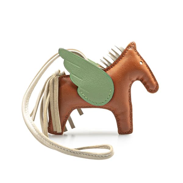 Pre-owned Hermès Milo Lambskin Rodeo Pegase Bag Charm PM Brown