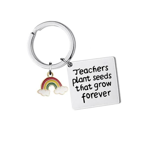 INF Silver Square Rainbow Nyckelring ZC0029