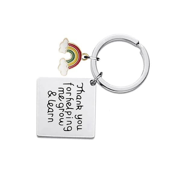 INF Silver Square Rainbow Nyckelring ZC0030