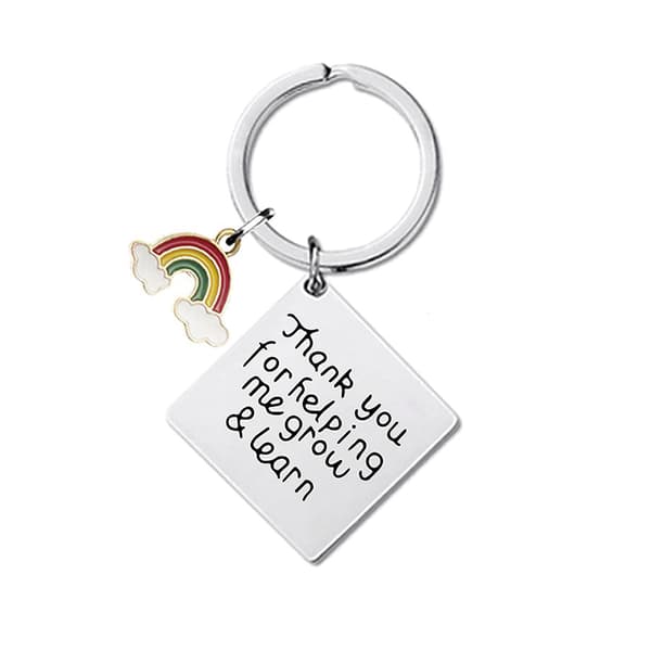 INF Silver Square Rainbow Nyckelring ZC0030