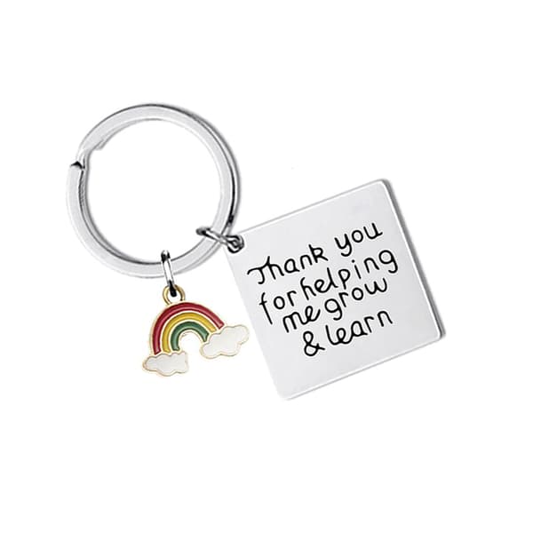 INF Silver Square Rainbow Nyckelring ZC0030
