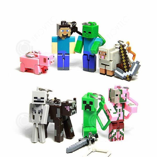 INN Nyckelring 10 st minecraft mystery nyckelring för pojkar och flickor diverse minecraft minifigurer personlig nyckelring