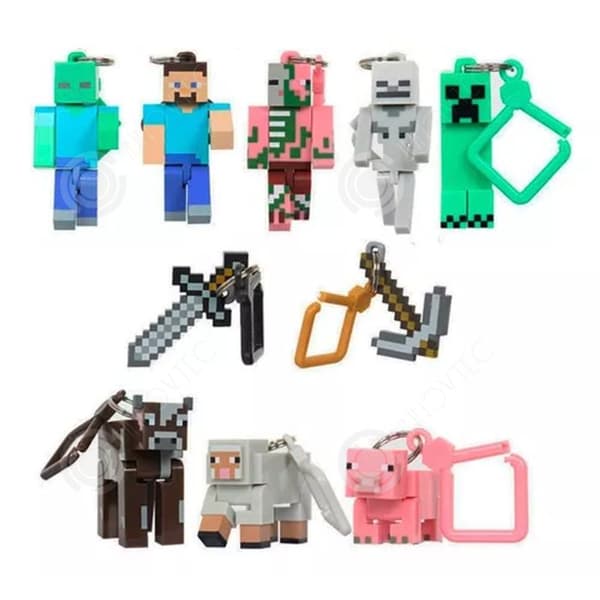 INN Nyckelring 10 st minecraft mystery nyckelring för pojkar och flickor diverse minecraft minifigurer personlig nyckelring