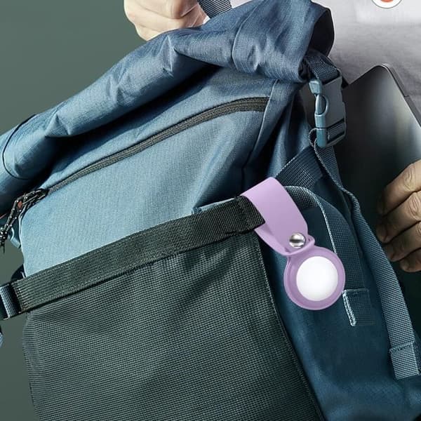 Coque - Phonillico® - Kompatibel AirTag 2021 - Paket om 2 - Lila Silikon - Avtagbar Slijka
