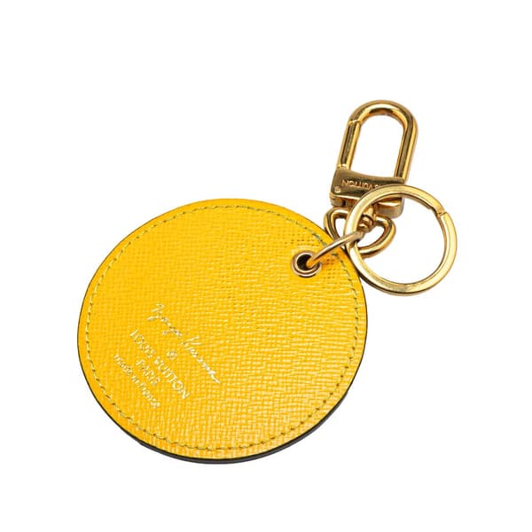 Pre-owned Louis Vuitton Yayoi Kusama Monogram Pumpkin Dots Key Holder and Bag Charm Yellow