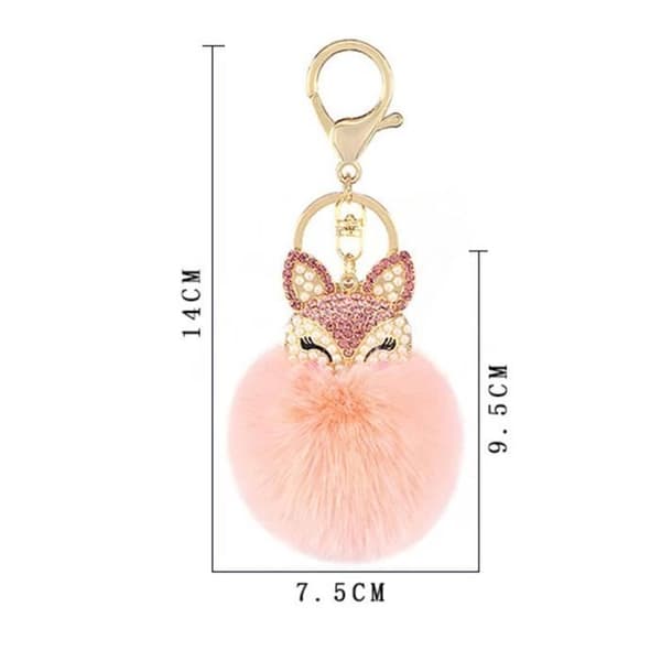 Nyckelring - TD® - Rävlook - 14x7,5x9,5CM - Legering - Strass - Pälsimitation