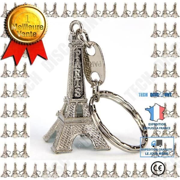 TD® Lot om 100 souvenir metall nyckelring Eiffeltornet silver färg paris symbol fransk souvenir nyckelring
