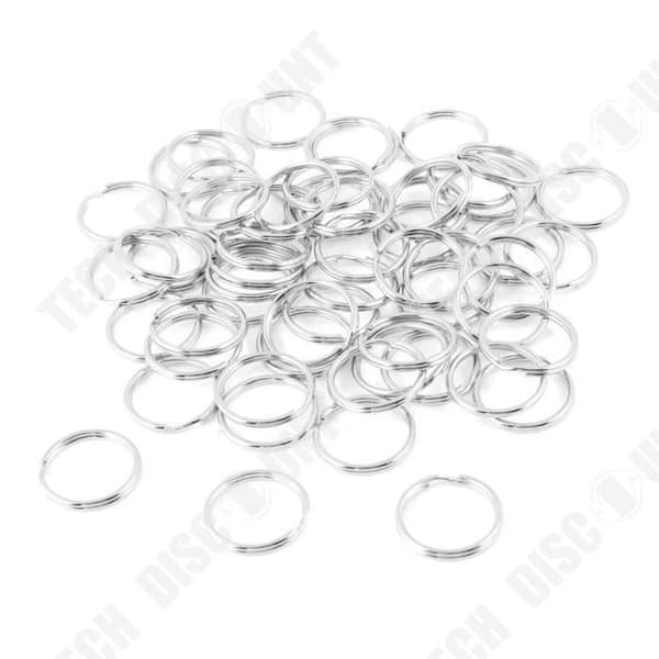 Pack med 60 nyckelringringar för att hänga nyckelringar, ringar för figurer, diameter 20mm, färg silver, stor.