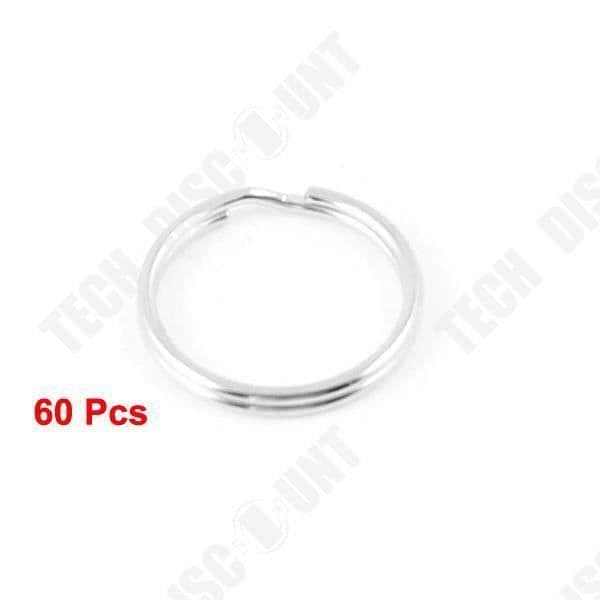 Pack med 60 nyckelringringar för att hänga nyckelringar, ringar för figurer, diameter 20mm, färg silver, stor.
