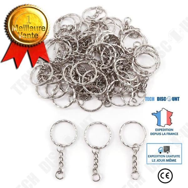 TD® Set med 50 nyckelringar hängande nyckelring för figurverk 25 mm diameter silverfärg hög kvalitet