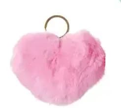 Nyckelring med ett Rosa Mjukt och Fluffigt Hjärta / Hjärtformad