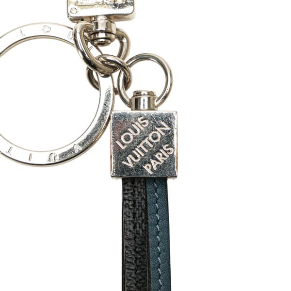 Pre-owned Louis Vuitton Damier Graphite Dragonne Keychain Black