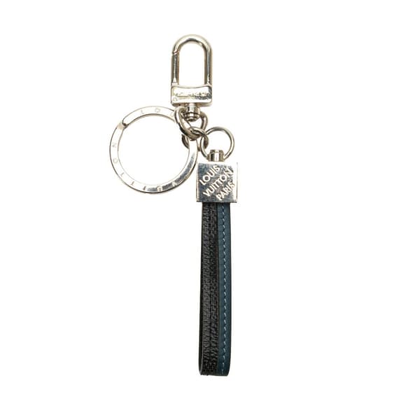 Pre-owned Louis Vuitton Damier Graphite Dragonne Keychain Black