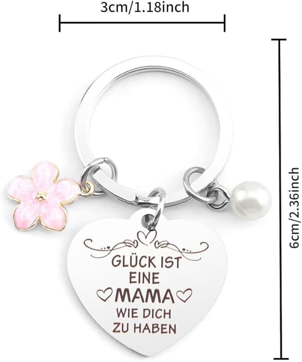 Morsdagsnyckelring med hälsning, pärlblomma nyckelring - Morsdagsgåva, mamma-datter gåva