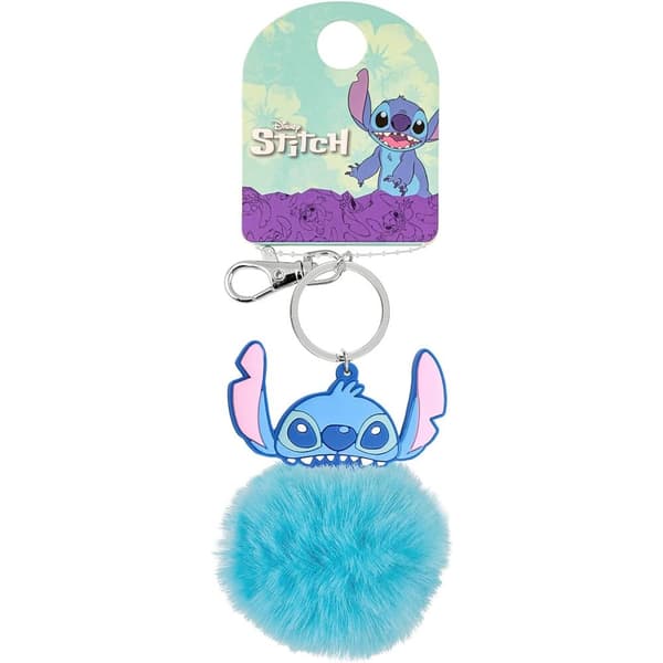 Disney Stitch Angel pompom keychain