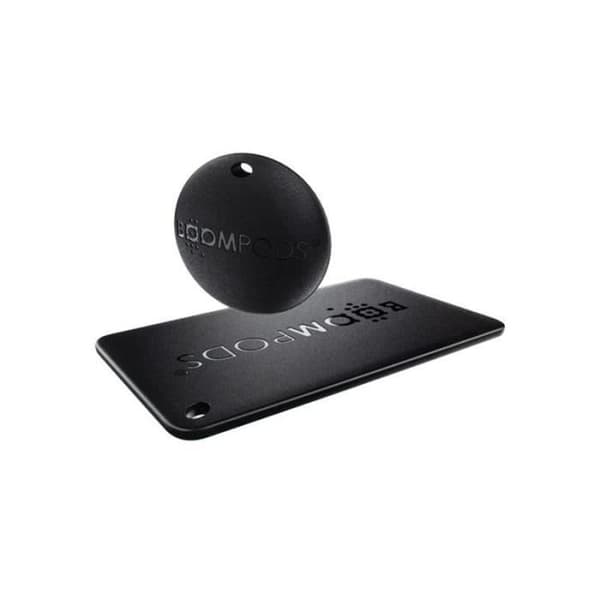 Spårare Ansluten Modell Boomcard och Modell Boomtag med Apple Find My Boompods Svart