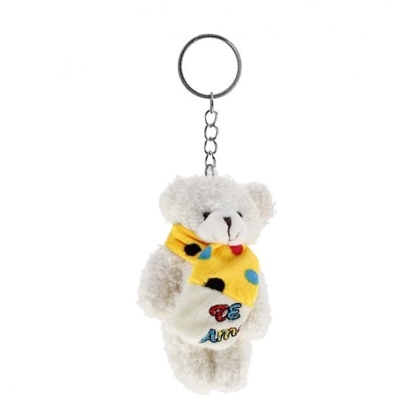 Plys bamse nøglering med tørklæde 13 cm Midex
