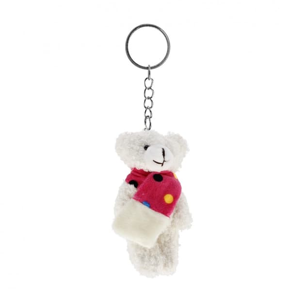 Plys bamse nøglering med tørklæde 13 cm Midex