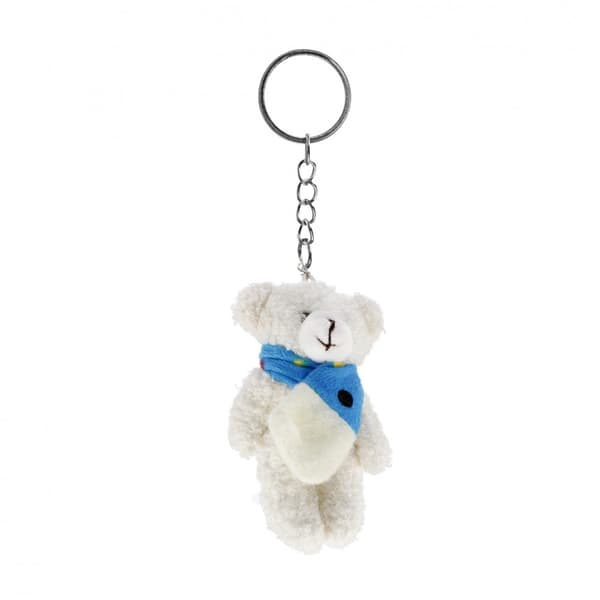 Plys bamse nøglering med tørklæde 13 cm Midex
