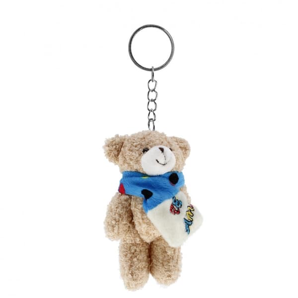 Plys bamse nøglering med tørklæde 13 cm Midex