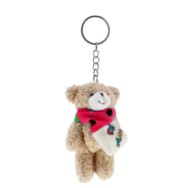 Plys bamse nøglering med tørklæde 13 cm Midex