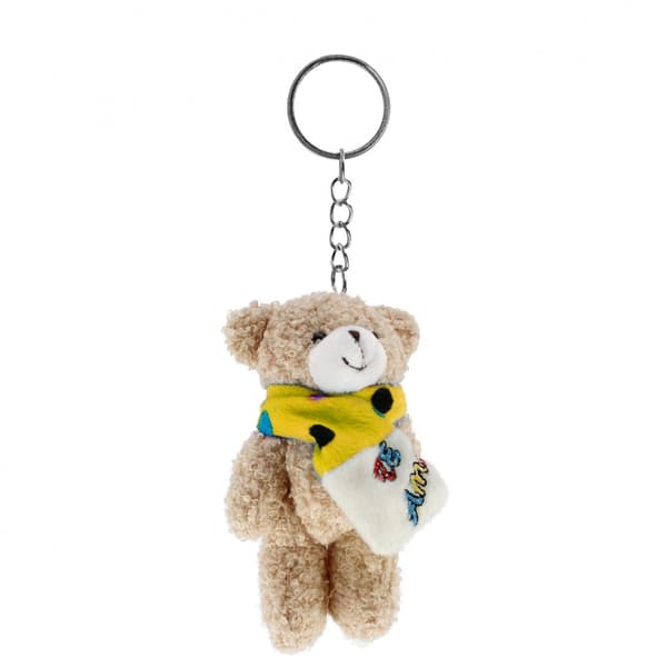 Plys bamse nøglering med tørklæde 13 cm Midex