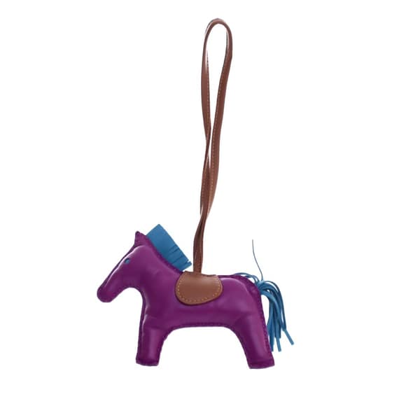 Pre-owned Hermès Milo Lambskin Swift Grigri Rodeo Horse Bag Charm PM Purple