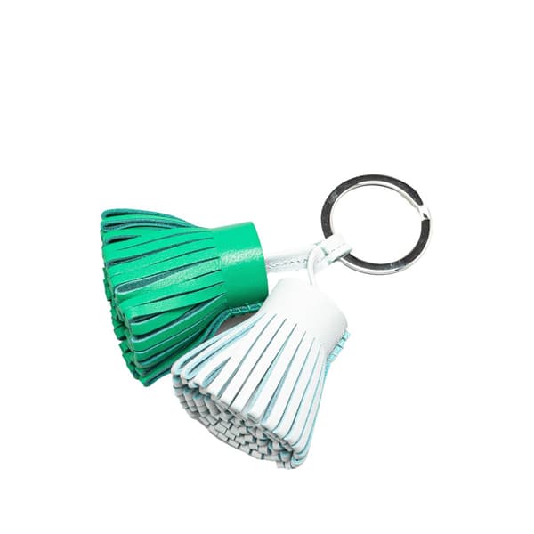 Pre-owned Hermès Lambskin Carmen Uno Dos Key Ring Green