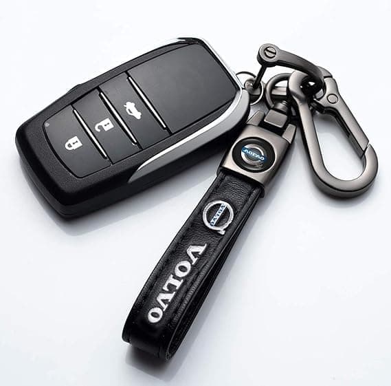 För Volvo Nyckelring, Bilnyckelring Ersättning för Volvo Leather Key Chain Nyckelring för män och kvinnor Biltillbehör Svart