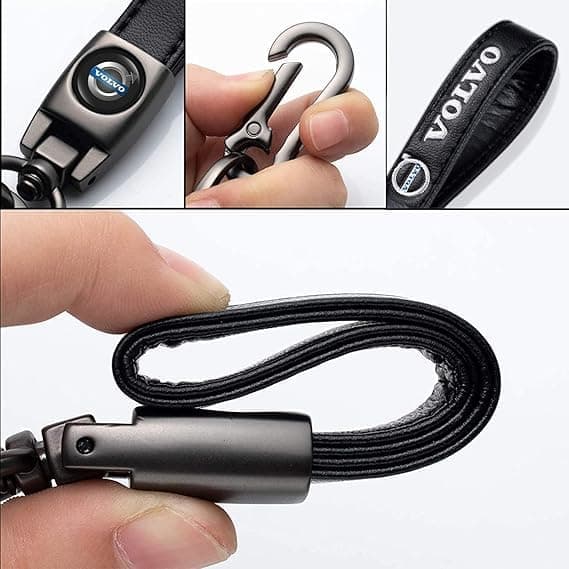 För Volvo Nyckelring, Bilnyckelring Ersättning för Volvo Leather Key Chain Nyckelring för män och kvinnor Biltillbehör Svart