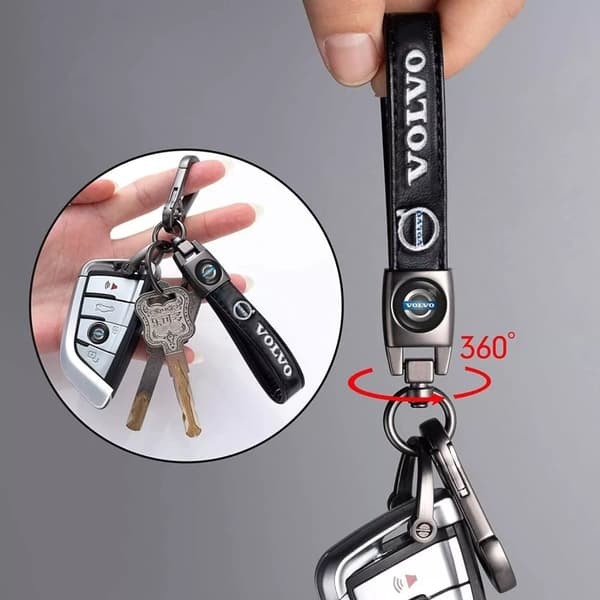 VOLVO Universal Svart 3D-logotyp Läder Metall Presentdekor Quick Release Nyckelring