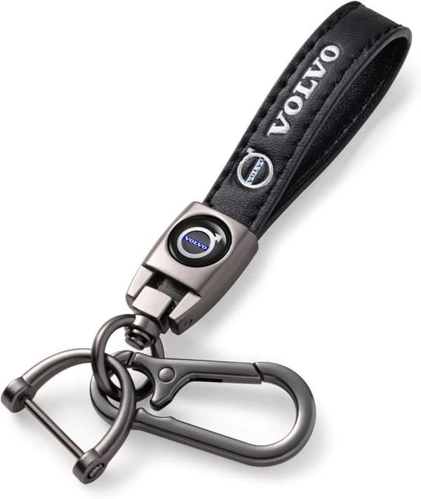 VOLVO Universal Svart 3D-logotyp Läder Metall Presentdekor Quick Release Nyckelring