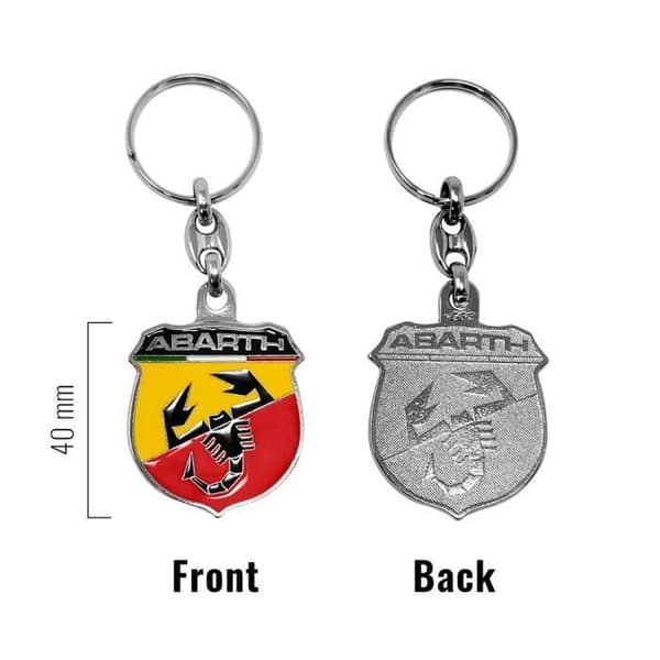 Officiell Abarth metallnyckelring, sköld, h 40 mm