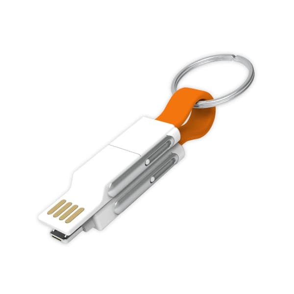 INF 6-i-1 Multifunktionell Datakabel för Nyckelring - Orange