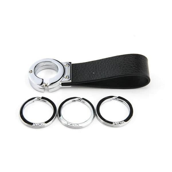 TROIKA KR8-02-LE, Nyckelring, Svart, Silver, Läder, 31 mm, 8 mm, 3 cm