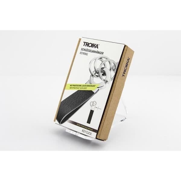 TROIKA KR8-02-LE, Nyckelring, Svart, Silver, Läder, 31 mm, 8 mm, 3 cm