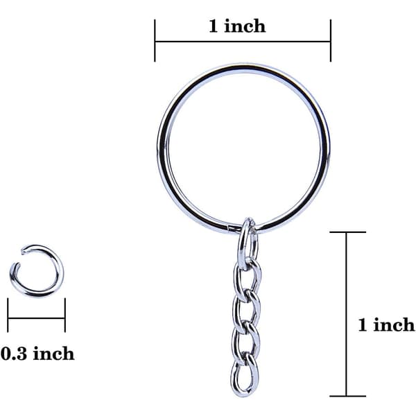 50 kpl avointa avaimenperää ketjulla ja hyppyrenkailla irtotavarana tee-se-itse-askarteluun, 2,5 cm