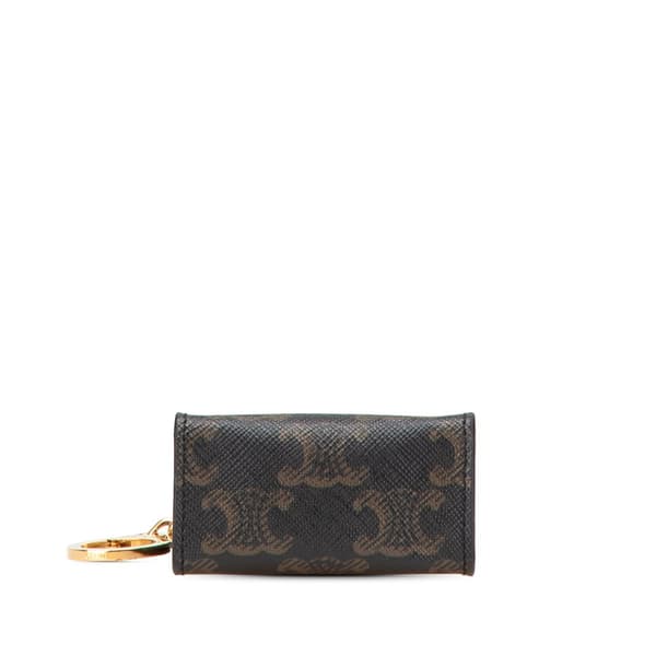 Pre-owned Celine Micro Triomphe Coated Canvas Vertical Cabas Bag Charm Brown