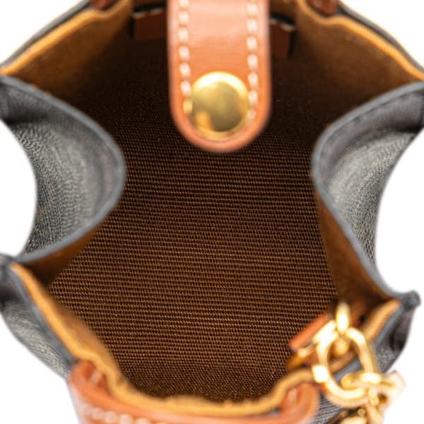 Pre-owned Celine Micro Triomphe Coated Canvas Vertical Cabas Bag Charm Brown