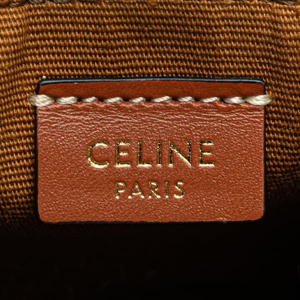 Pre-owned Celine Micro Triomphe Coated Canvas Vertical Cabas Bag Charm Brown