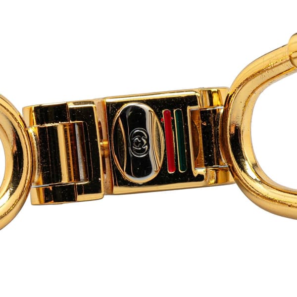 Pre-owned Gucci Gold Plated Interlocking G Web Key Chain Gold
