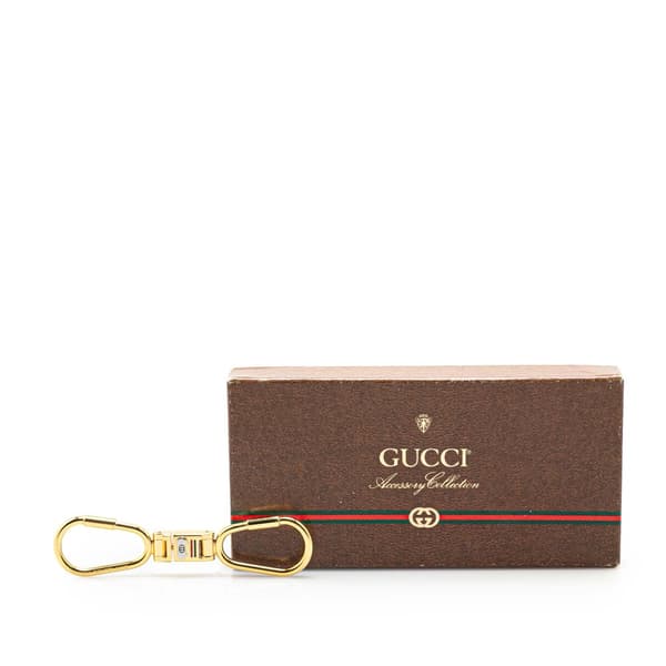 Pre-owned Gucci Gold Plated Interlocking G Web Key Chain Gold